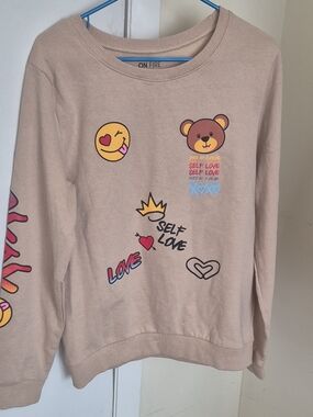On Fire Kids' Self Love Graphic Sweatshirt - Beige